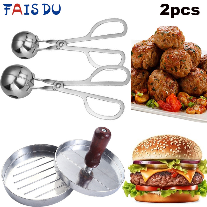Hot Dog Press - 2PC Stainless Steel Meat Ball Maker