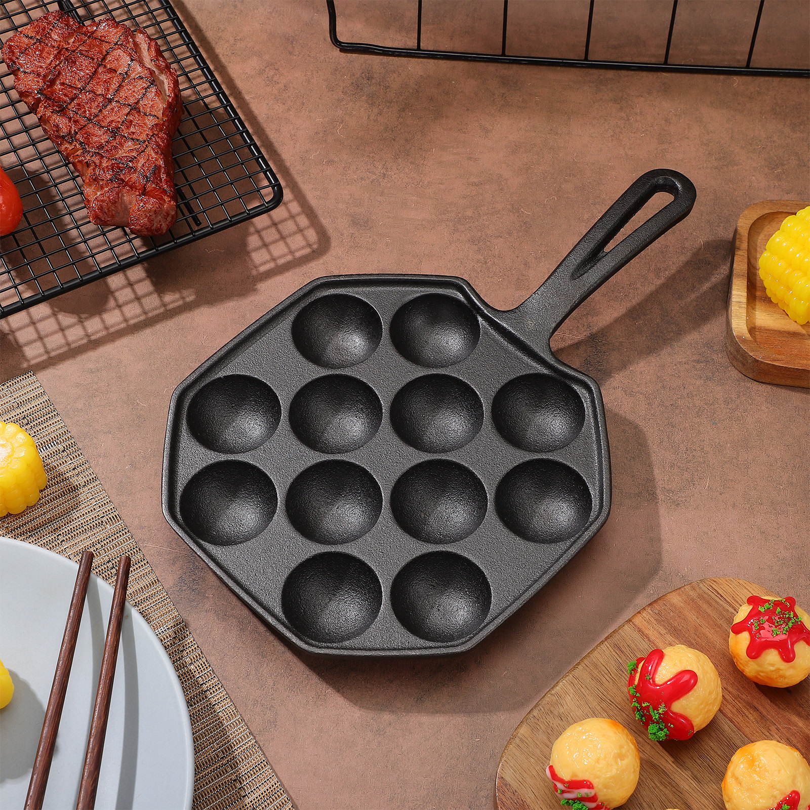 Takoyaki Pan Cast Iron 12 Mold - Takoyaki Grill Plate ulasan dan harga