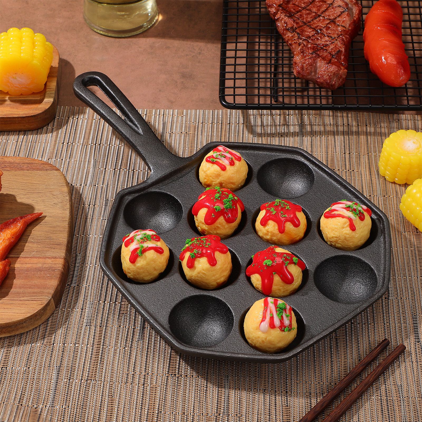 Takoyaki Pan Cast Iron 12 Mold - Takoyaki Grill Plate ulasan dan harga