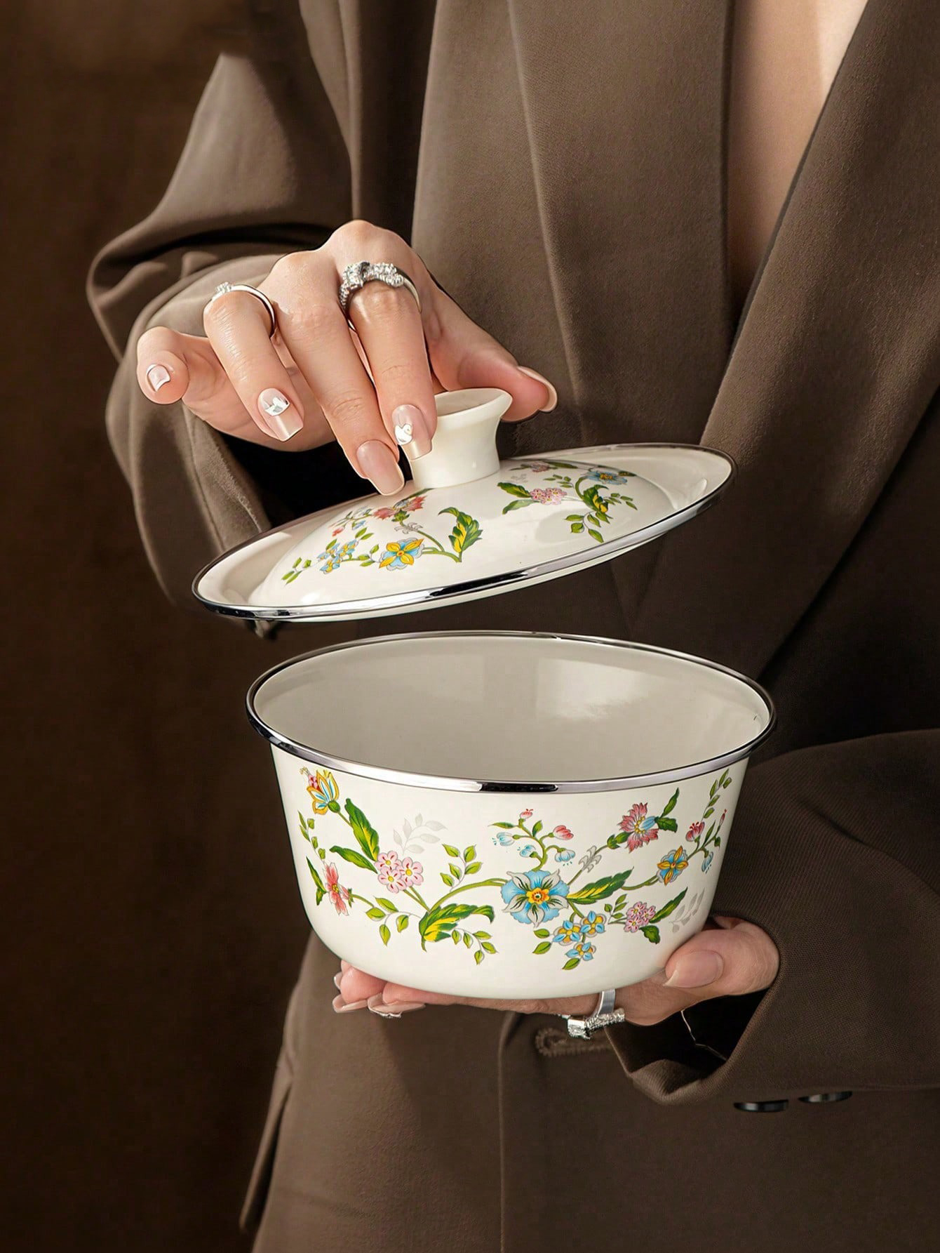 1pc Enamel-patterned rice bowl - Dim Sum Basket ulasan dan harga